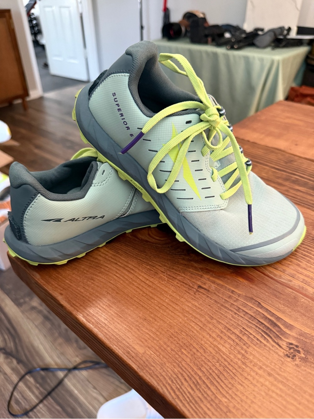 Altra Superior Trail Shoes — Mint Green & Neon Yellow